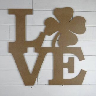 Wooden Stacked Love w 4 Leaf Clover