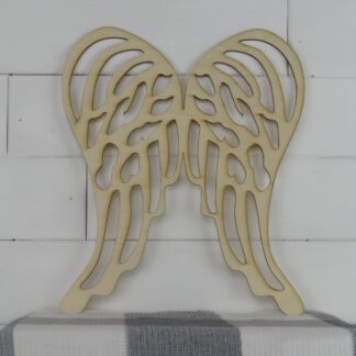 Wooden Angel w Hearts Cut in Wings & Swirly DressNatural Laser-Cut $10=Free Shp 