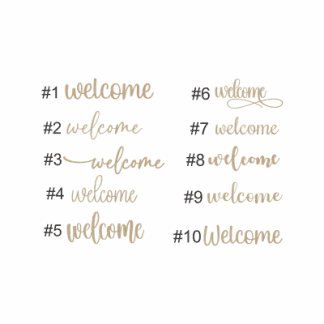wooden lowercase welcome word