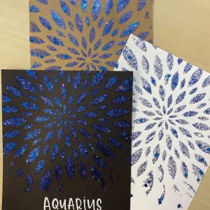 Some examples of using Aquarius color Glitter gels on paper crafts.