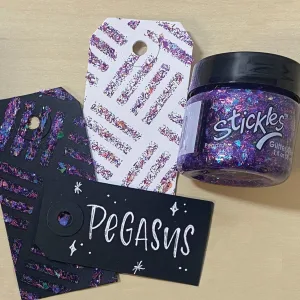 Some examples of using Pegasus color Glitter gels on paper crafts.