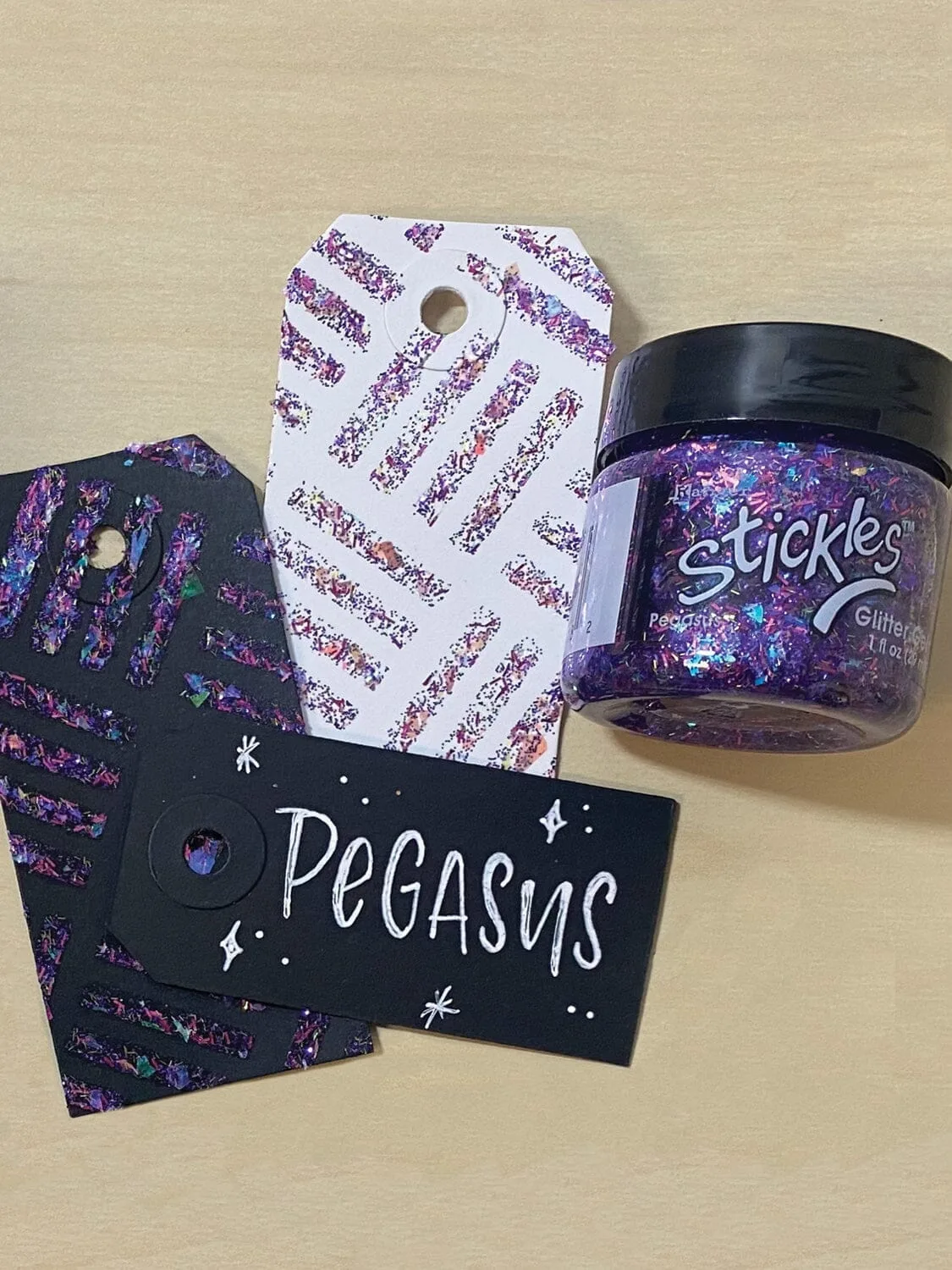 Some examples of using Pegasus color Glitter gels on paper crafts.