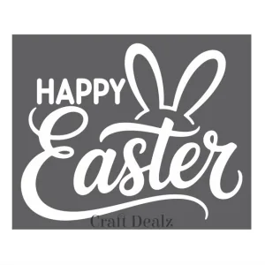 Happy Easter Script w Ears Stencil