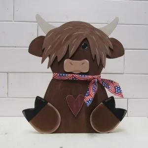 Wooden Sitting Highland Cow